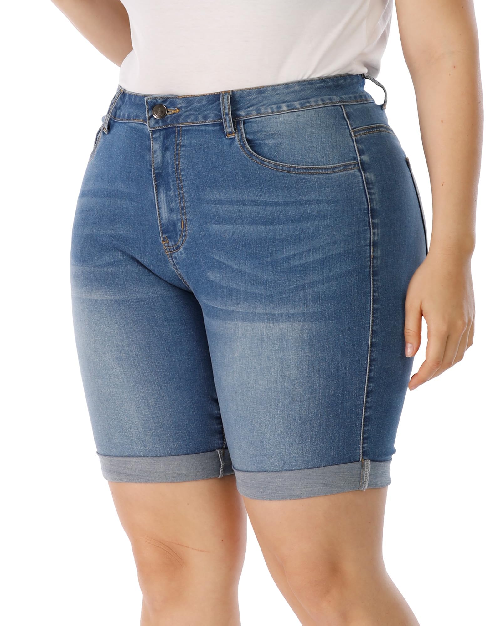Curated Denim Midi Shorts alternate