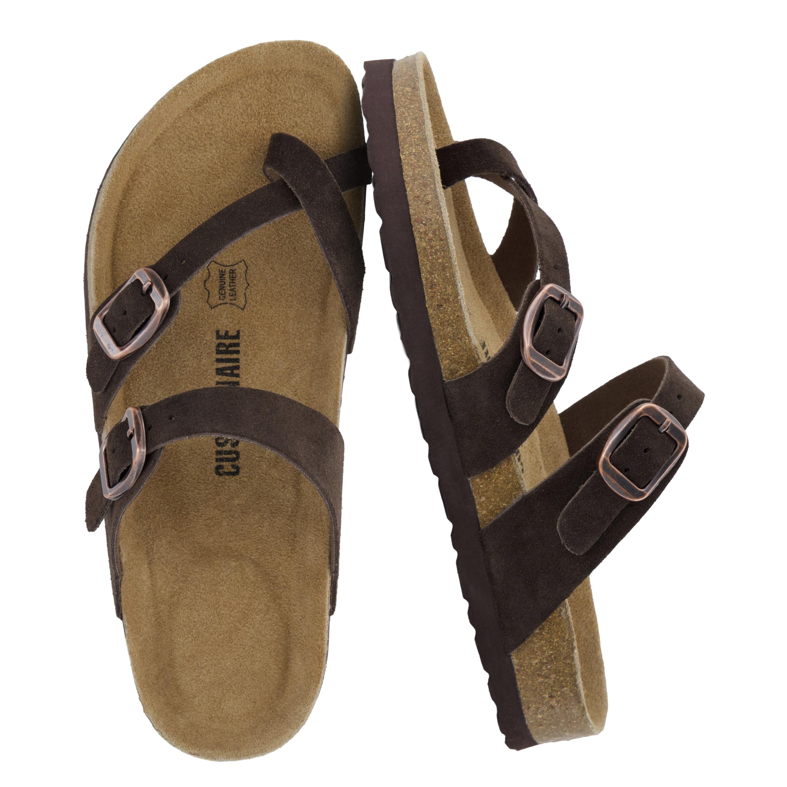 Genuine Leather Cork Footbed Slides