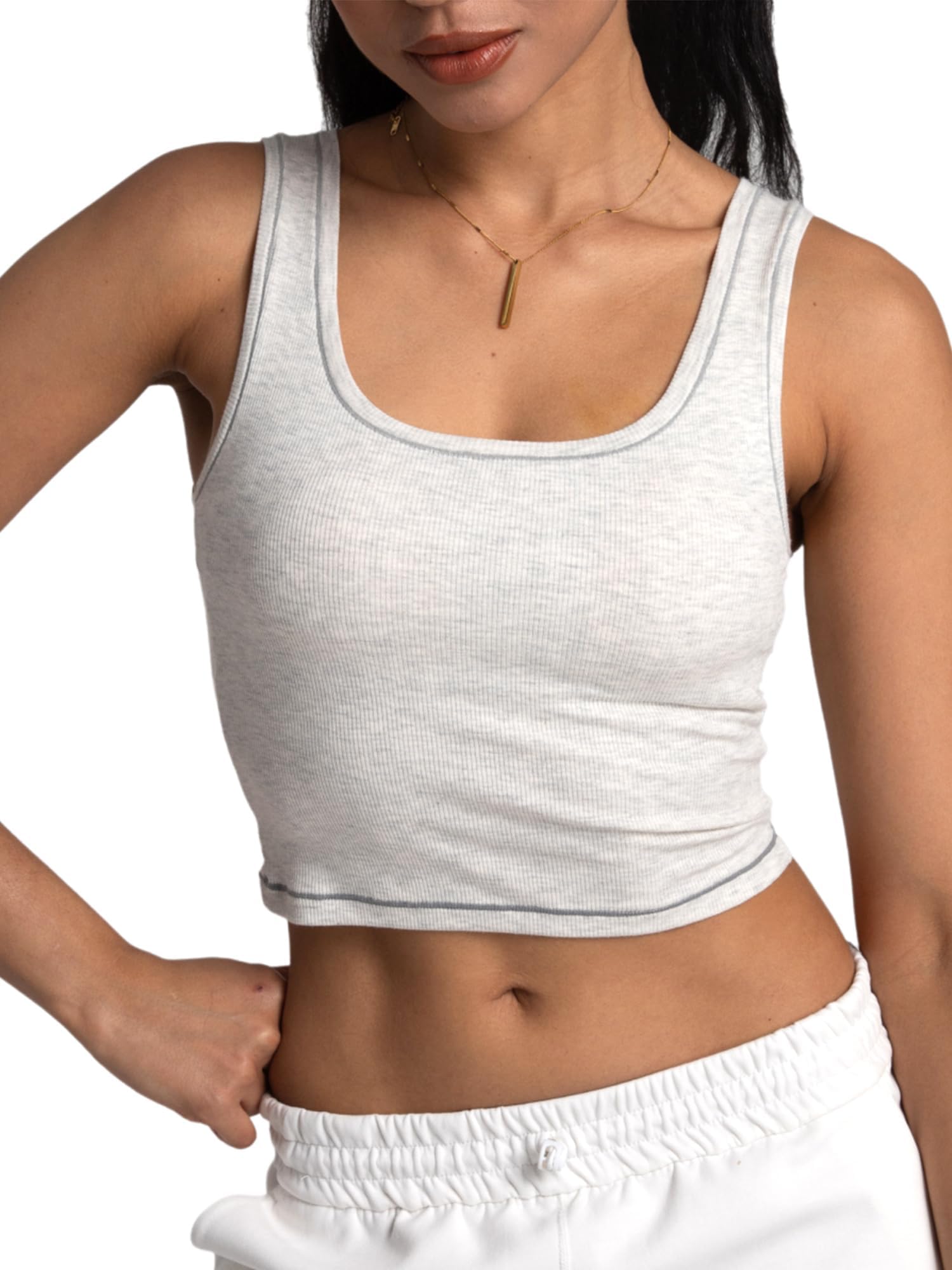 Padded Square Neck Crop Tank