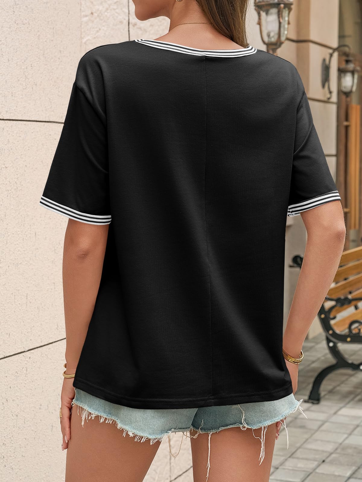 Striped Trim Crew Neck Tee alternate